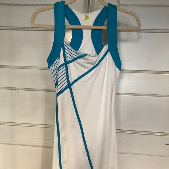 PURE LIME TENNIS DRESS WHITE & TURQUOISE sz S 4/6 - Picture 2 of 8